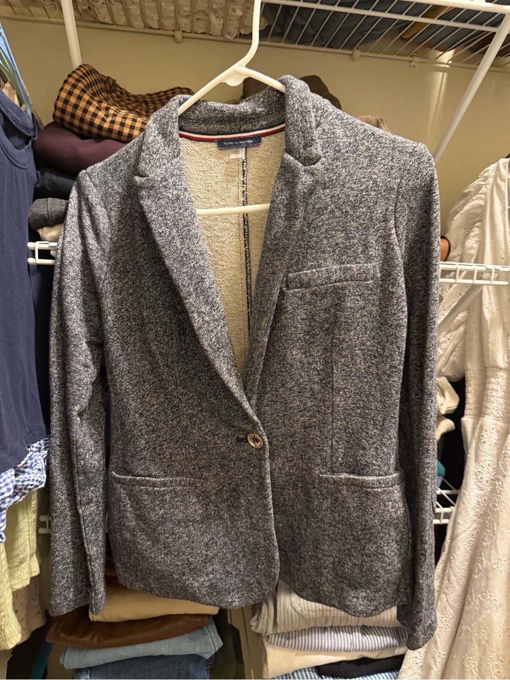 Tommy Hilfiger Heather Gray Knit Blazer Jacket